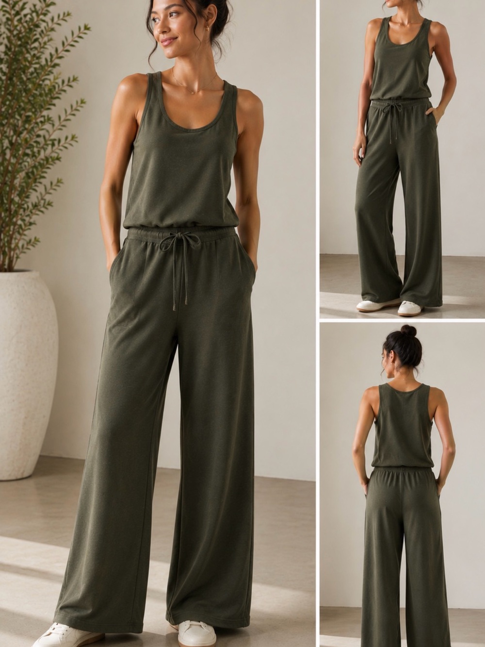 Athleta Coaster Luxe Jumpsuit | Olive Green | Size Small